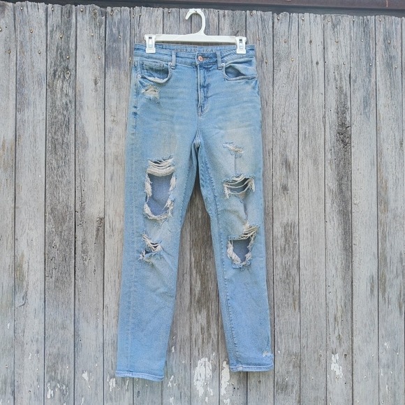 American Eagle Outfitters Denim - American Eagle Stretch Mom Jeans Distressed Women's Sz 2 Blue High-Rise Denim
